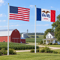 Heavy Duty American Flag and Iowa State Flag 3x5 2-Pack displayed outdoors