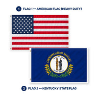 Heavy Duty American Flag and Kentucky State Flag 3x5 2-Pack features and size details