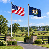 Heavy Duty American Flag and Kentucky State Flag 3x5 2-Pack displayed outdoors