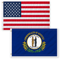 Heavy Duty American Flag and Kentucky State Flag 3x5 2-Pack