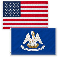 Heavy Duty American Flag and Louisiana State Flag 3x5 2-Pack