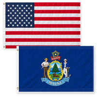 Heavy Duty American Flag and Maine State Flag 3x5 2-Pack