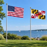 Heavy Duty American Flag and Maryland State Flag 3x5 2-Pack displayed outdoors