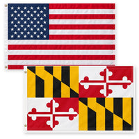 Heavy Duty American Flag and Maryland State Flag 3x5 2-Pack