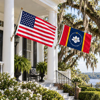 Heavy Duty American Flag and Mississippi State Flag 3x5 2-Pack displayed outdoors