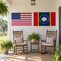 Heavy Duty American Flag and Mississippi State Flag 3x5 2-Pack displayed outdoors