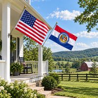 Heavy Duty American Flag and Missouri State Flag 3x5 2-Pack displayed outdoors
