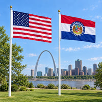 Heavy Duty American Flag and Missouri State Flag 3x5 2-Pack displayed outdoors