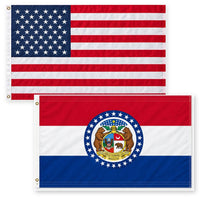Heavy Duty American Flag and Missouri State Flag 3x5 2-Pack