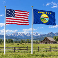 Heavy Duty American Flag and Montana State Flag 3x5 2-Pack displayed outdoors