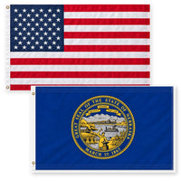 Heavy Duty American Flag and Nebraska State Flag 3x5 2-Pack
