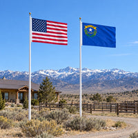 Heavy Duty American Flag and Nevada State Flag 3x5 2-Pack displayed outdoors