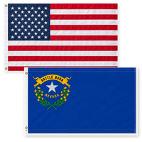 Heavy Duty American Flag and Nevada State Flag 3x5 2-Pack