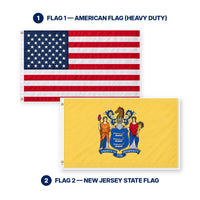 Heavy Duty American Flag and New Jersey State Flag 3x5 2-Pack features and size details