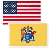 Heavy Duty American Flag and New Jersey State Flag 3x5 2-Pack