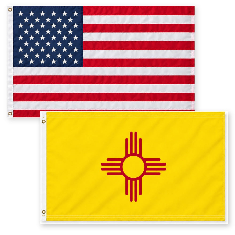Heavy Duty American Flag and New Mexico State Flag 3x5 2-Pack