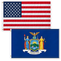 Heavy Duty American Flag and New York State Flag 3x5 2-Pack