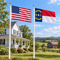 Heavy Duty American Flag and North Carolina State Flag 3x5 2-Pack displayed outdoors