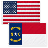 Heavy Duty American Flag and North Carolina State Flag 3x5 2-Pack