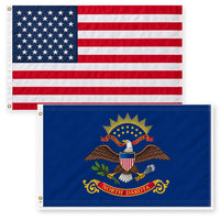 Heavy Duty American Flag and North Dakota State Flag 3x5 2-Pack