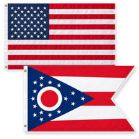 Heavy Duty American Flag and Ohio State Flag 3x5 2-Pack