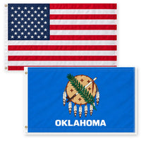 Heavy Duty American Flag and Oklahoma State Flag 3x5 2-Pack