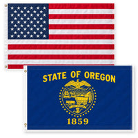 Heavy Duty American Flag and Oregon State Flag 3x5 2-Pack