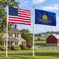 Heavy Duty American Flag and Pennsylvania State Flag 3x5 2-Pack displayed outdoors