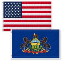 Heavy Duty American Flag and Pennsylvania State Flag 3x5 2-Pack