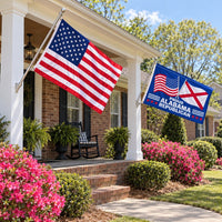 Heavy Duty American Flag and Proud Alabama Republican Flag 3x5 2-Pack displayed outdoors