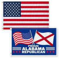 Heavy Duty American Flag and Proud Alabama Republican Flag 3x5 2-Pack