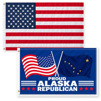 Heavy Duty American Flag and Proud Alaska Republican Flag 3x5 2-Pack