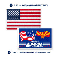 Heavy Duty American Flag and Proud Arizona Republican Flag 3x5 2-Pack features and size details