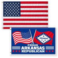 Heavy Duty American Flag and Proud Arkansas Republican Flag 3x5 2-Pack