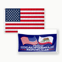 Heavy Duty American Flag and Proud California Republican Flag 3x5 2-Pack