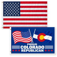 Heavy Duty American Flag and Proud Colorado Republican Flag 3x5 2-Pack