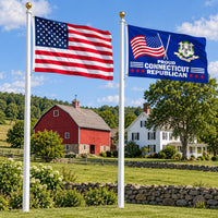 Heavy Duty American Flag and Proud Connecticut Republican Flag 3x5 2-Pack displayed outdoors