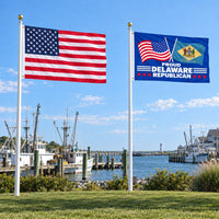 Heavy Duty American Flag and Proud Delaware Republican Flag 3x5 2-Pack displayed outdoors