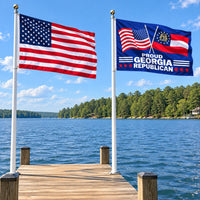 Heavy Duty American Flag and Proud Georgia Republican Flag 3x5 2-Pack displayed outdoors