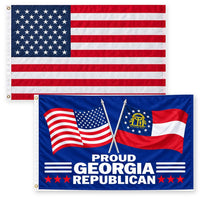 Heavy Duty American Flag and Proud Georgia Republican Flag 3x5 2-Pack