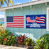 Heavy Duty American Flag and Proud Hawaii Republican Flag 3x5 2-Pack displayed outdoors