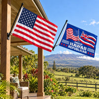 Heavy Duty American Flag and Proud Hawaii Republican Flag 3x5 2-Pack displayed outdoors
