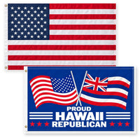 Heavy Duty American Flag and Proud Hawaii Republican Flag 3x5 2-Pack
