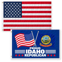 Heavy Duty American Flag and Proud Idaho Republican Flag 3x5 2-Pack