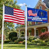 Heavy Duty American Flag and Proud Indiana Republican Flag 3x5 2-Pack displayed outdoors
