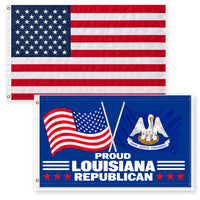 Heavy Duty American Flag and Proud Louisiana Republican Flag 3x5 2-Pack