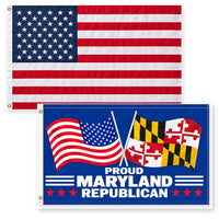 Heavy Duty American Flag and Proud Maryland Republican Flag 3x5 2-Pack