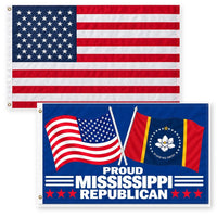 Heavy Duty American Flag and Proud Mississippi Republican Flag 3x5 2-Pack