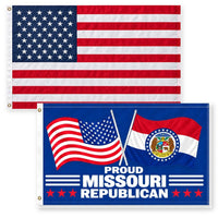 Heavy Duty American Flag and Proud Missouri Republican Flag 3x5 2-Pack