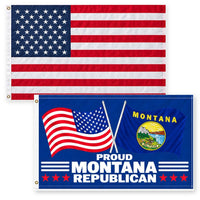 Heavy Duty American Flag and Proud Montana Republican Flag 3x5 2-Pack